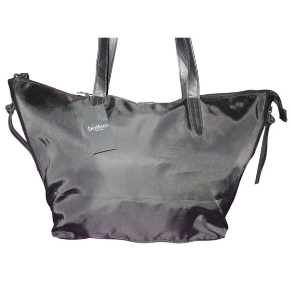 BOTKIER New York Bond Black Nylon Leather Handles Expandable Side Zipper Tote - Picture 1 of 10
